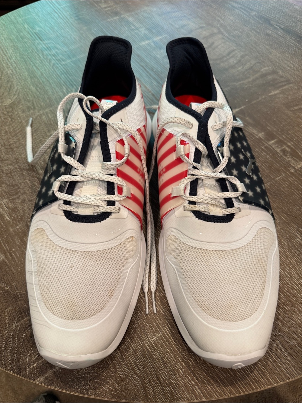 Puma Kids White Sneakers with Red and Navy Accents